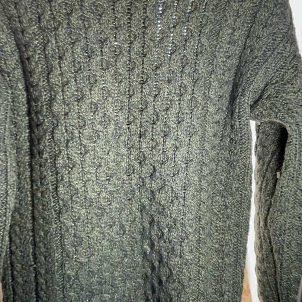 Aran Crafts Olive Green Cable Crewneck Sweater - Picture 5 of 5